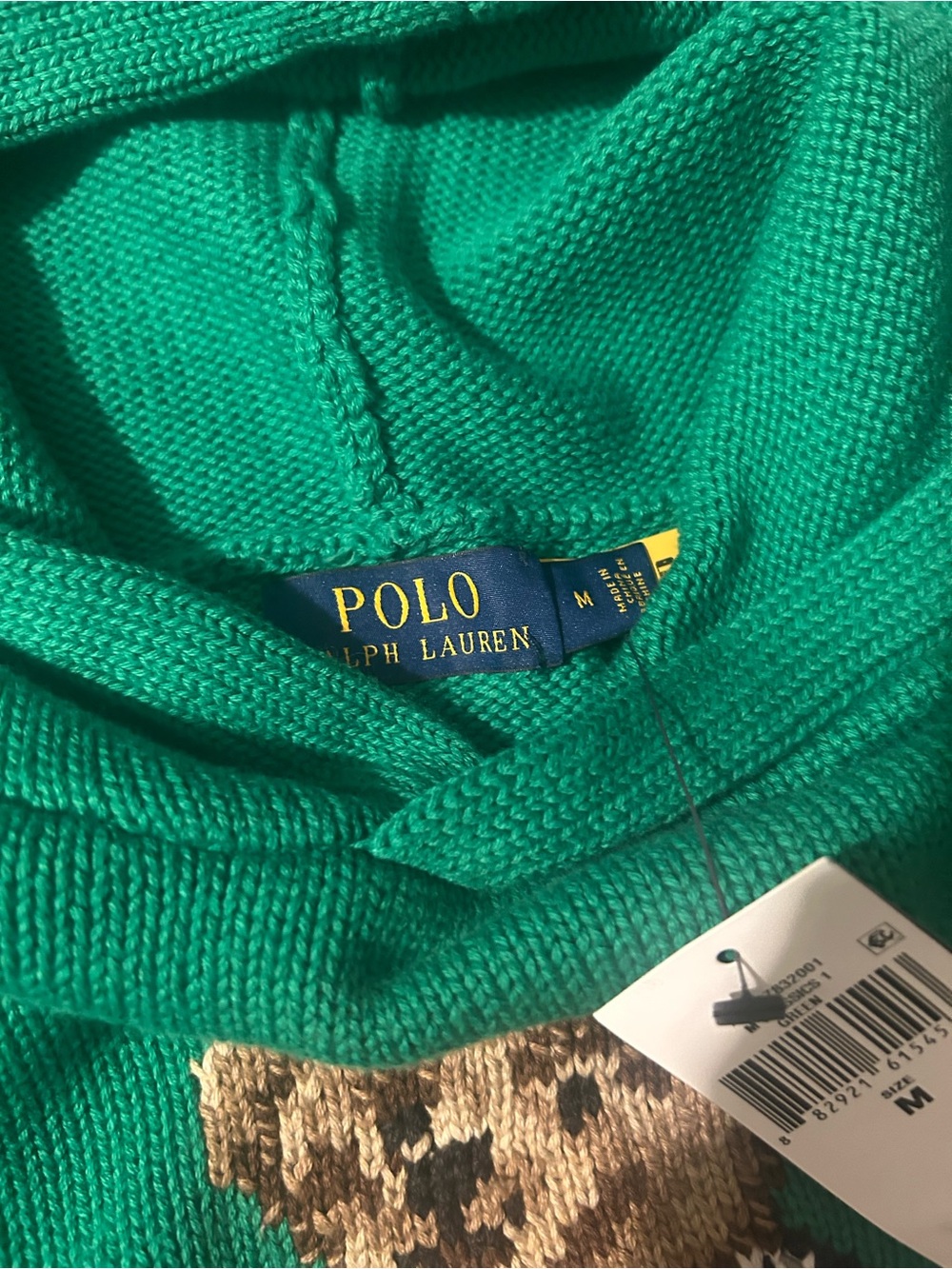 🐻 Polo by Ralph Lauren Emerald Green Bear Crewneck Hooded Sweater - Picture 2 of 2